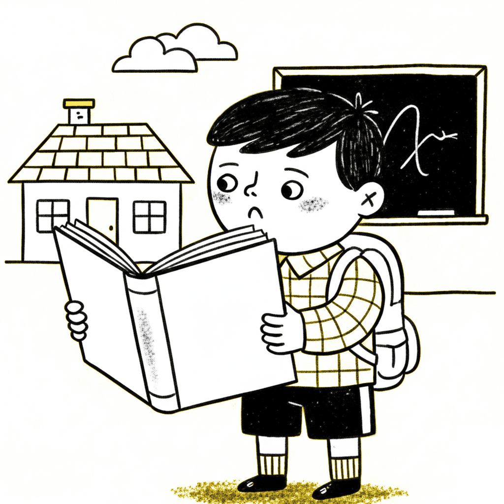 Alumno que lee un libro en una actividad de lectura en primaria